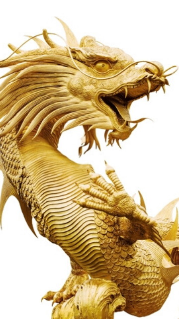 仕事運をアップできる金の龍の待ち受け画像