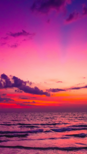 最強の恋愛運を引き寄せるピンク色の夕日の待ち受け画像