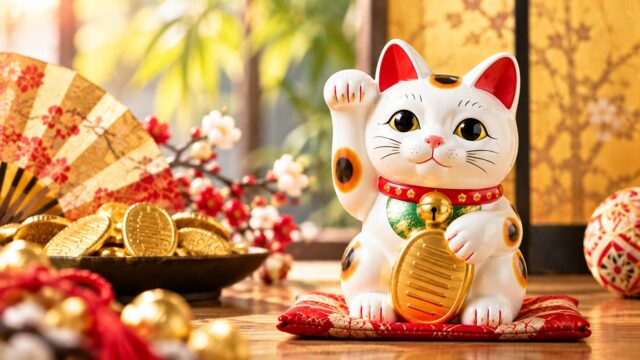 右手を上げた招き猫はお金や金運を招く
